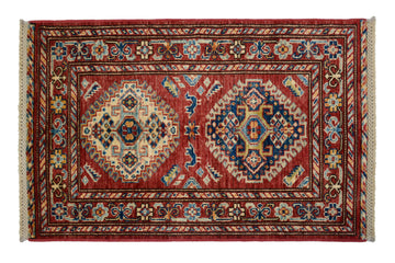 Afghan Super Kazak Rug, 59 x 91 cm (SKU: SKZK-2010)