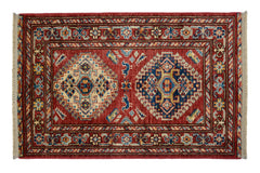 Afghan Super Kazak Rug, 59 x 91 cm (SKU: SKZK-2010)