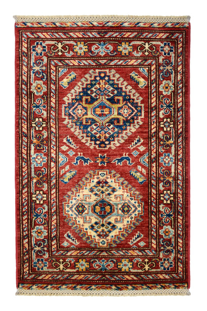 Afghan Super Kazak Rug, 59 x 91 cm (SKU: SKZK-2010)