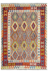 Hand-woven Afghan Kilim Rug, 206 x 290 cm