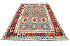 Hand-woven Afghan Kilim Rug, 206 x 290 cm
