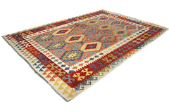 Hand-woven Afghan Kilim Rug, 206 x 290 cm