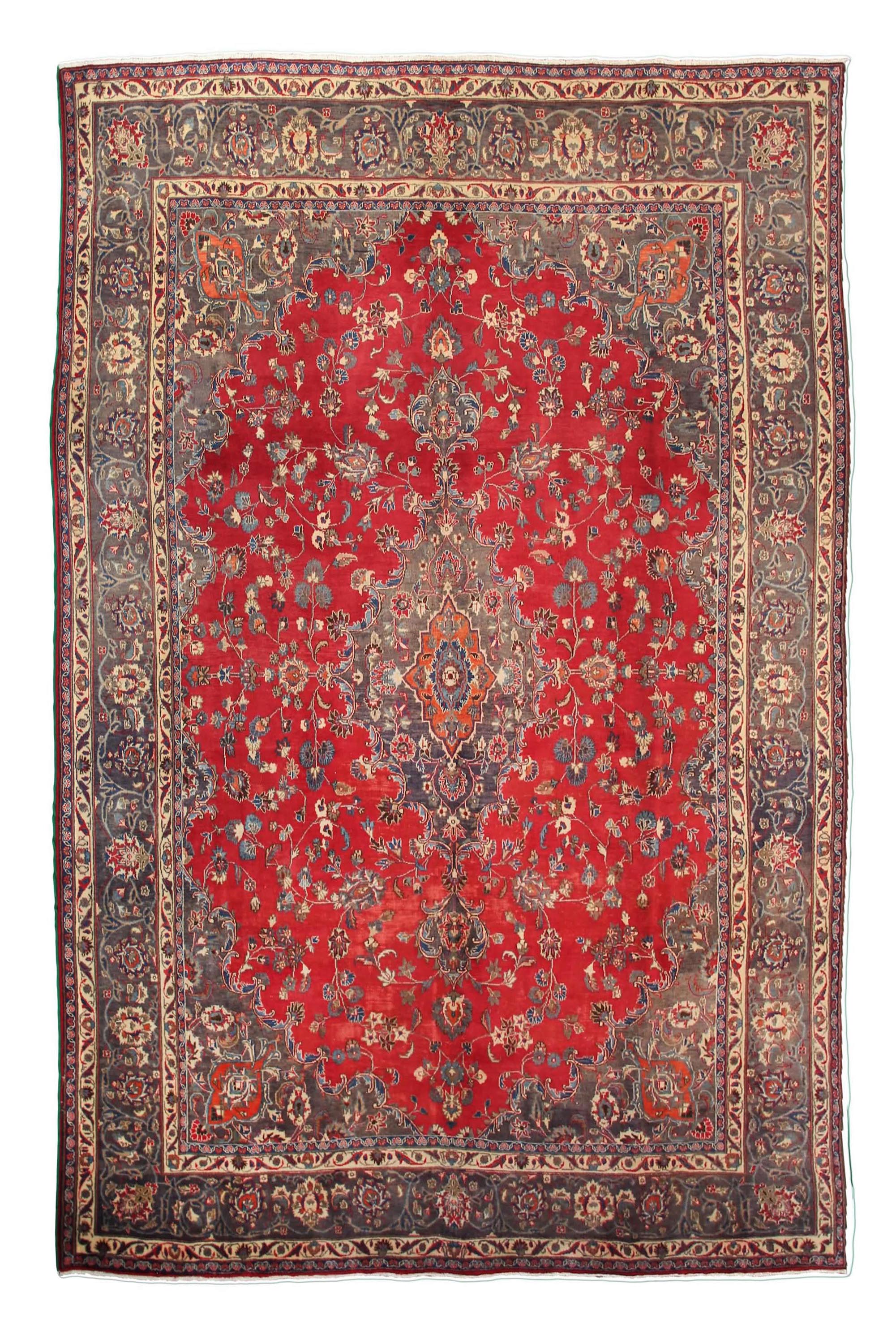 Hand Knotted Vintage Mashad Persian Rug,  297 x 390 cm (Clearance)