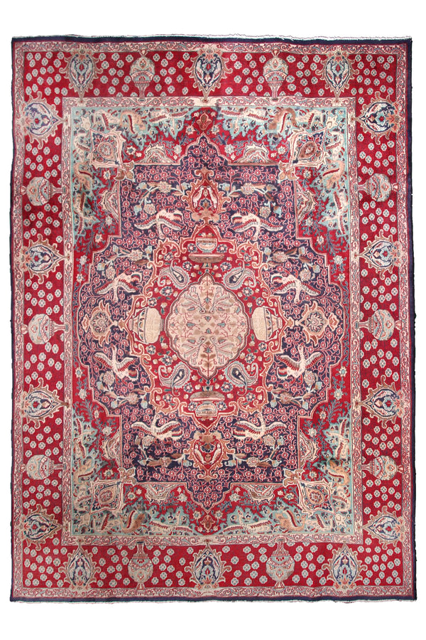 Hand knotted Kashmar Persian rug 285 × 387 cm, vintage wool rug from Iran