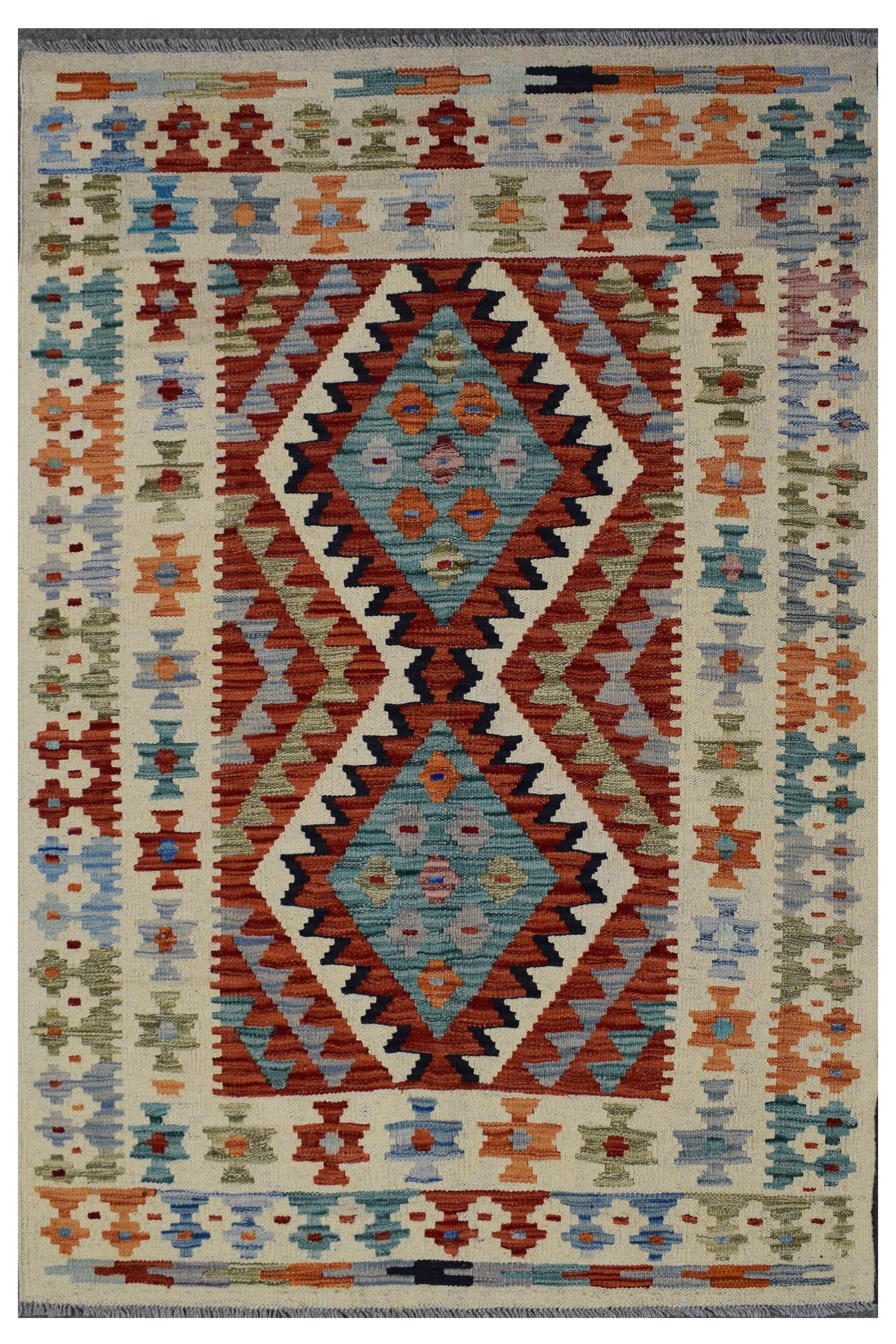 Hand-woven Afghan Kilim, 101 x 152 cm