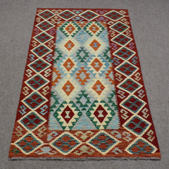 Hand-woven Afghan Kilim, 121 x 187 cm