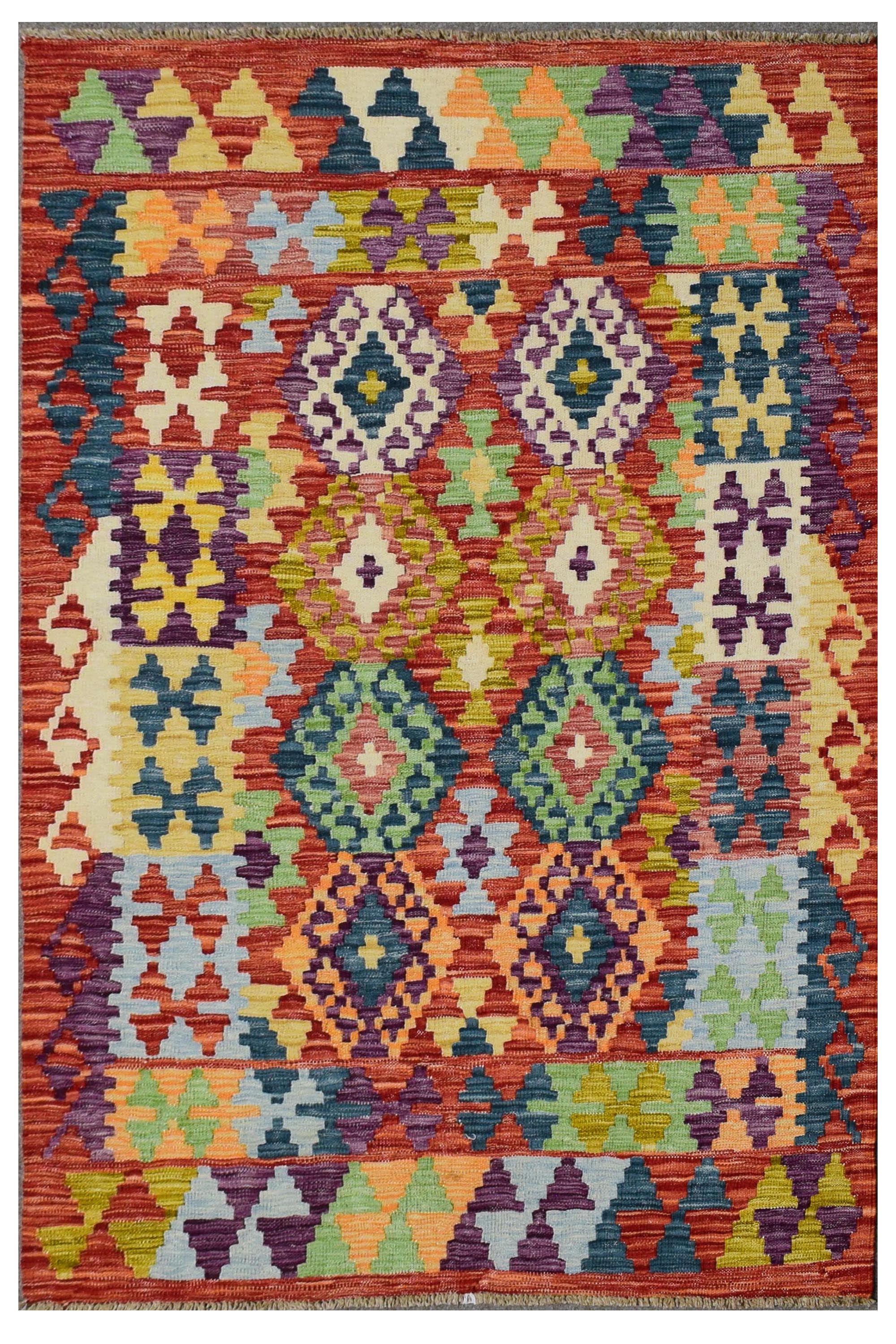 Hand-woven Afghan Kilim, 123  x 171 cm