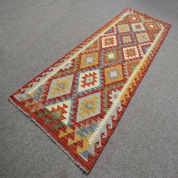 Hand-woven Afghan Kilim Runner, 77 x 225 cm