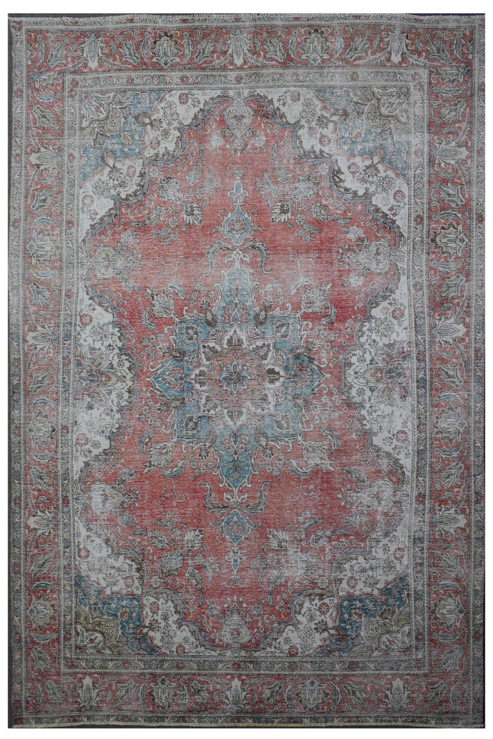 DISTRESSED Hand Knotted Vintage Persian Rug,  292 x 385 cm (Clearance)
