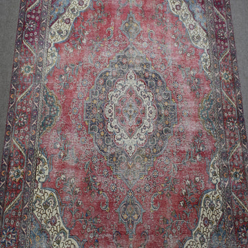 DISTRESSED Hand Knotted Vintage Persian Rug, 275 x 372 cm (Clearance)