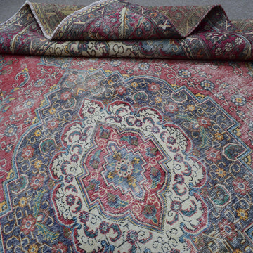 DISTRESSED Hand Knotted Vintage Persian Rug, 275 x 372 cm (Clearance)