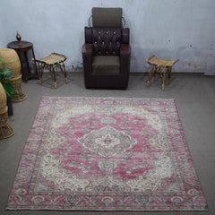 DISTRESSED Hand Knotted Vintage Persian Rug, 272 x 366 cm (Clearance)