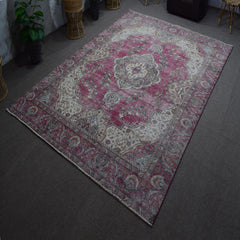 DISTRESSED Hand Knotted Vintage Persian Rug, 272 x 366 cm (Clearance)