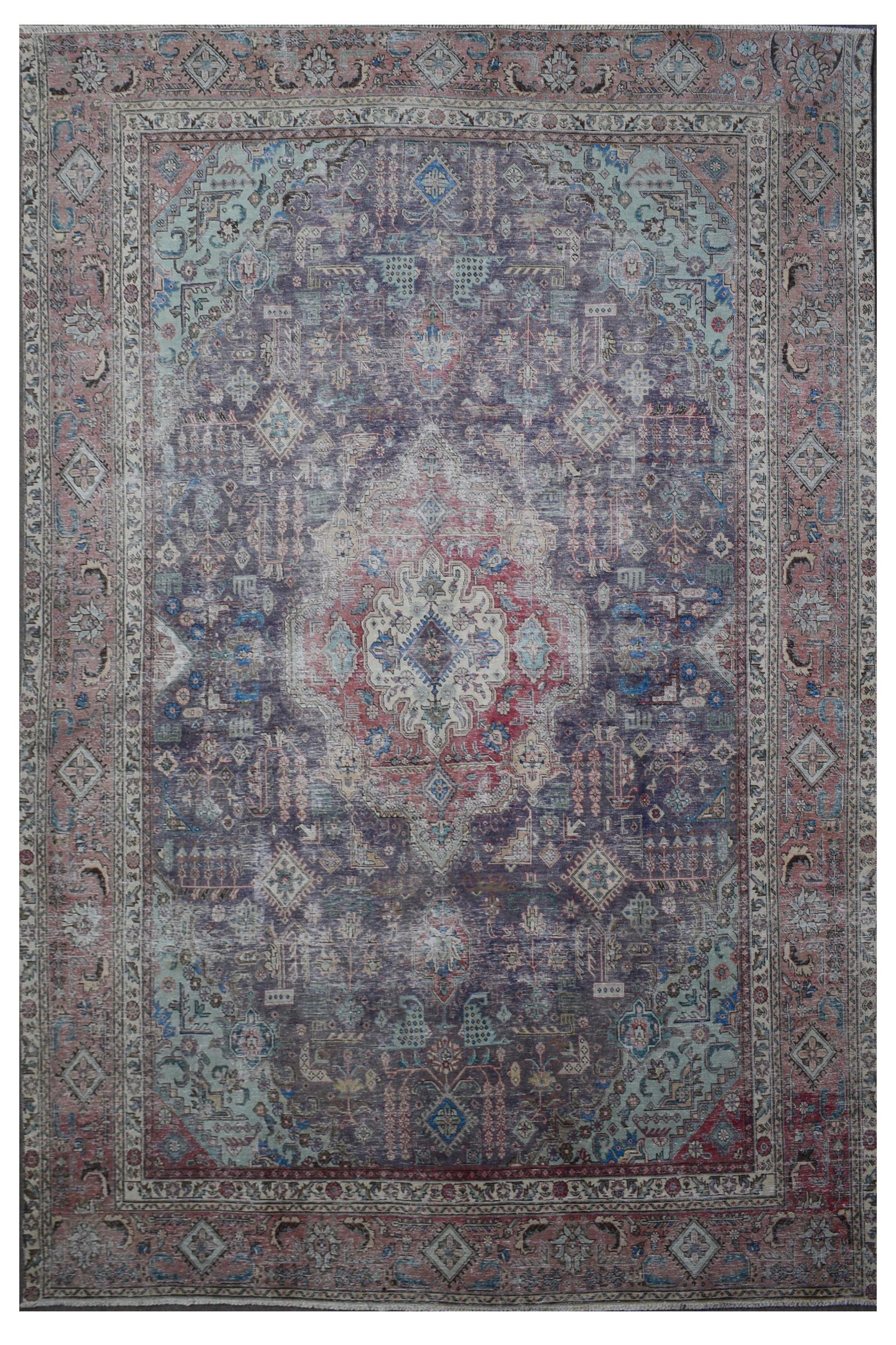 DISTRESSED Hand Knotted Vintage Persian Rug, 285 x 381 cm (Clearance)