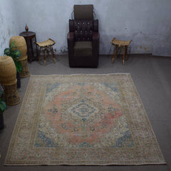 DISTRESSED Hand Knotted Vintage Persian Rug, 303 x 363 cm (Clearance)