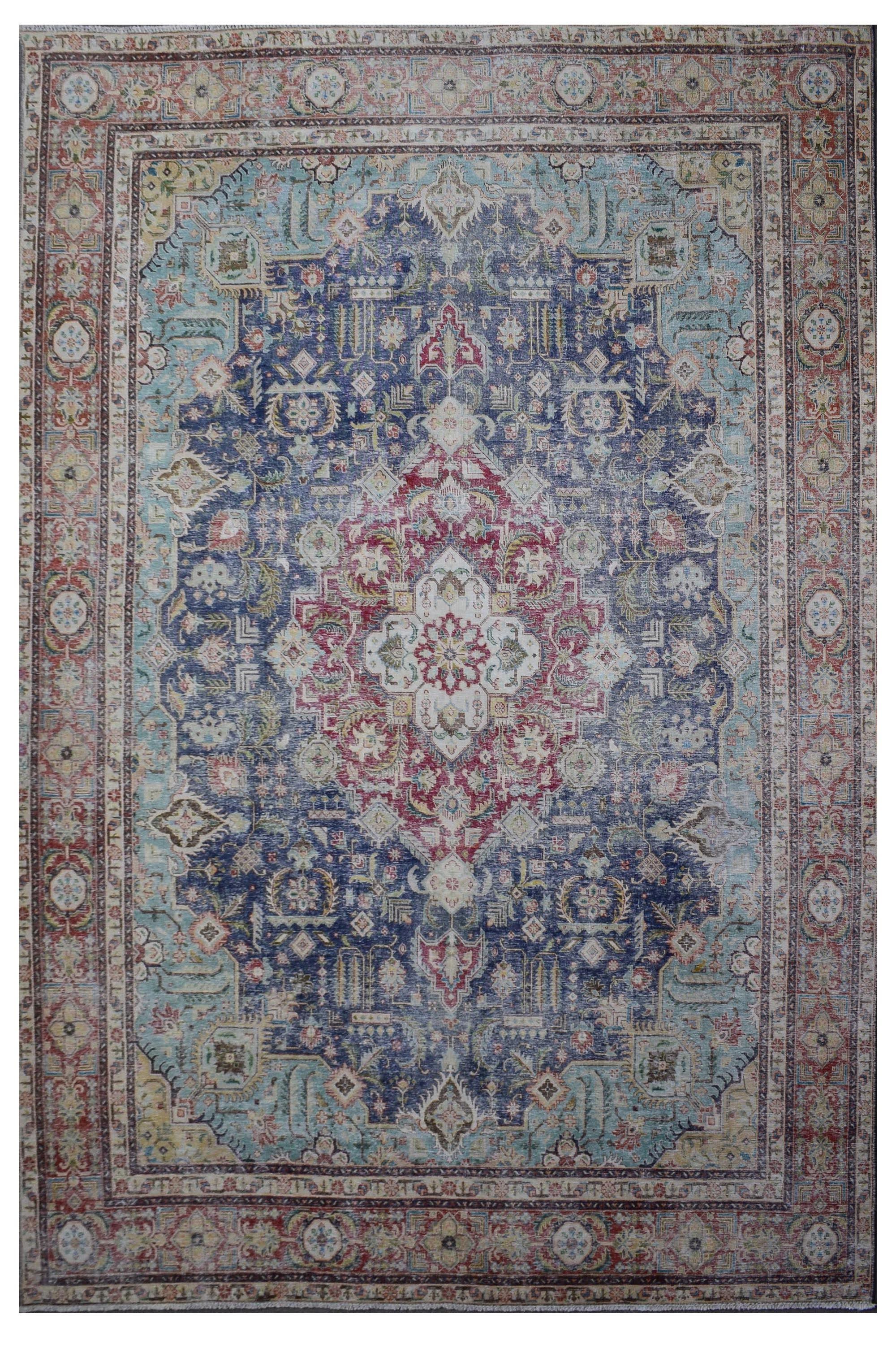 DISTRESSED Hand Knotted Vintage Persian Rug, 288 x 380 cm
