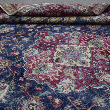 DISTRESSED Hand Knotted Vintage Persian Rug, 245 x 336 cm (Clearance)
