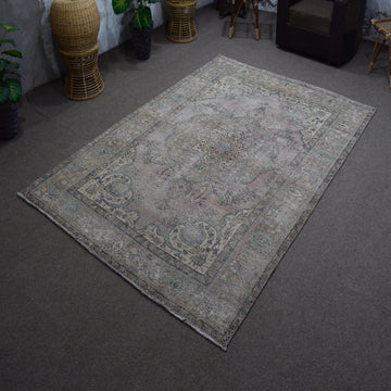 DISTRESSED Hand Knotted Vintage Persian Rug, 198 x 285 cm (Clearance)