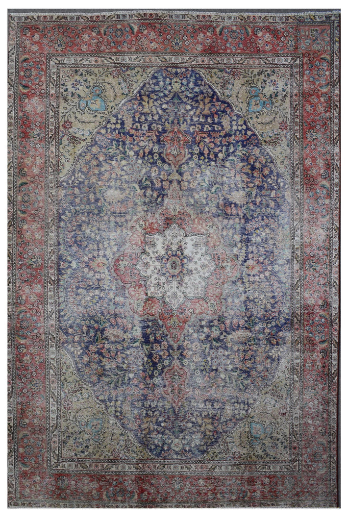 DISTRESSED Hand Knotted Vintage Persian Rug, 237 x 355 cm (Clearance)