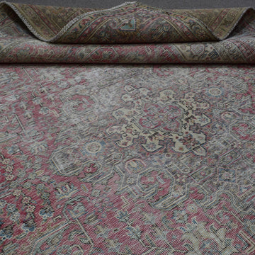 DISTRESSED Hand Knotted Vintage Persian Rug, 235 x 324 cm (Clearance)