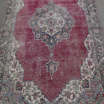 DISTRESSED Hand Knotted Vintage Persian Rug, 192 x 290 cm (Clearance)