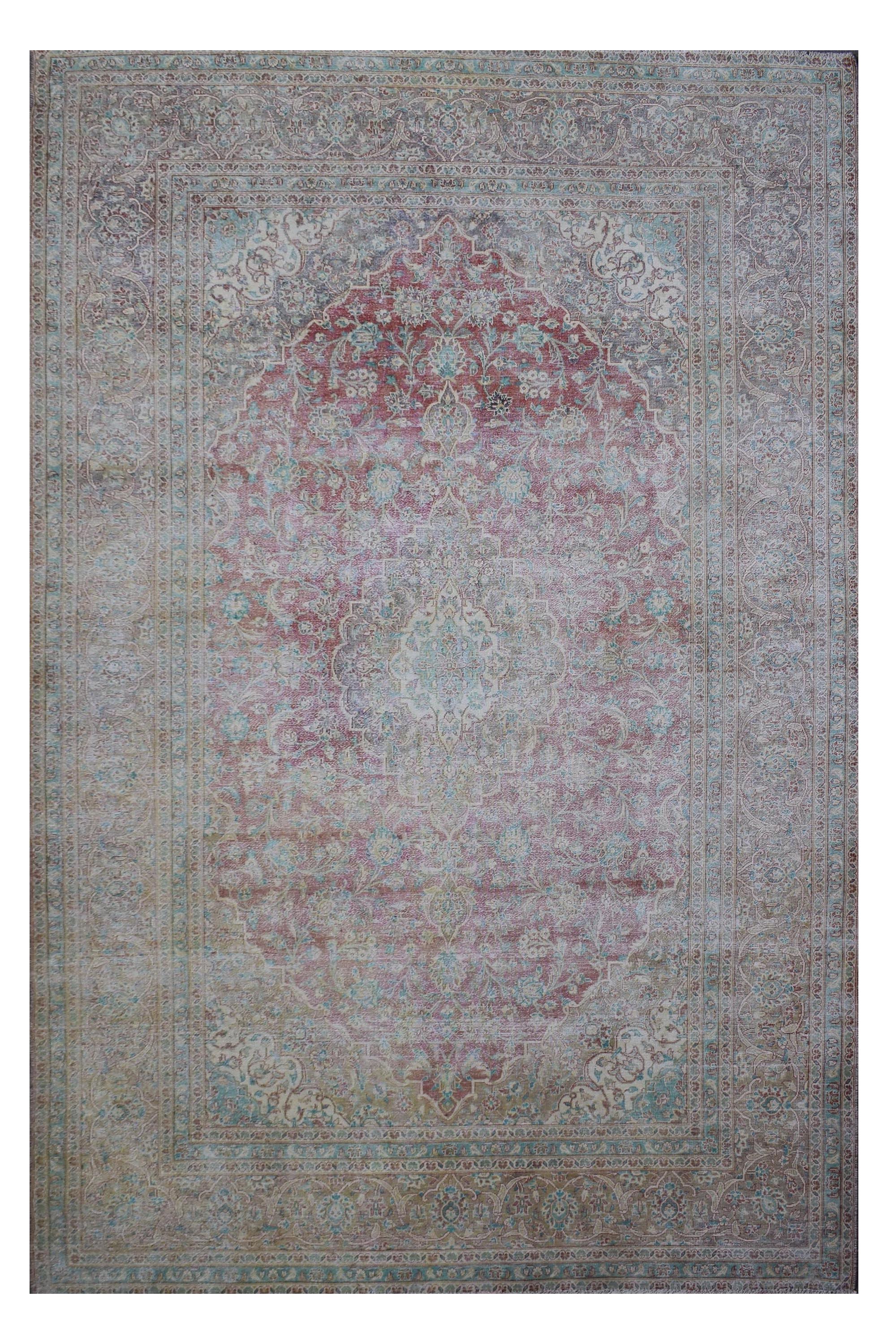 DISTRESSED Hand Knotted Vintage Persian Rug, 251 x 348 cm (Clearance)