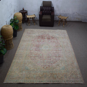DISTRESSED Hand Knotted Vintage Persian Rug, 251 x 348 cm (Clearance)