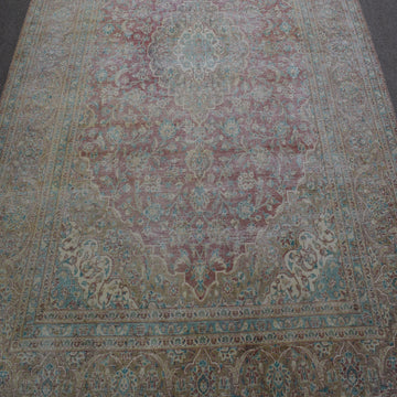 DISTRESSED Hand Knotted Vintage Persian Rug, 251 x 348 cm (Clearance)