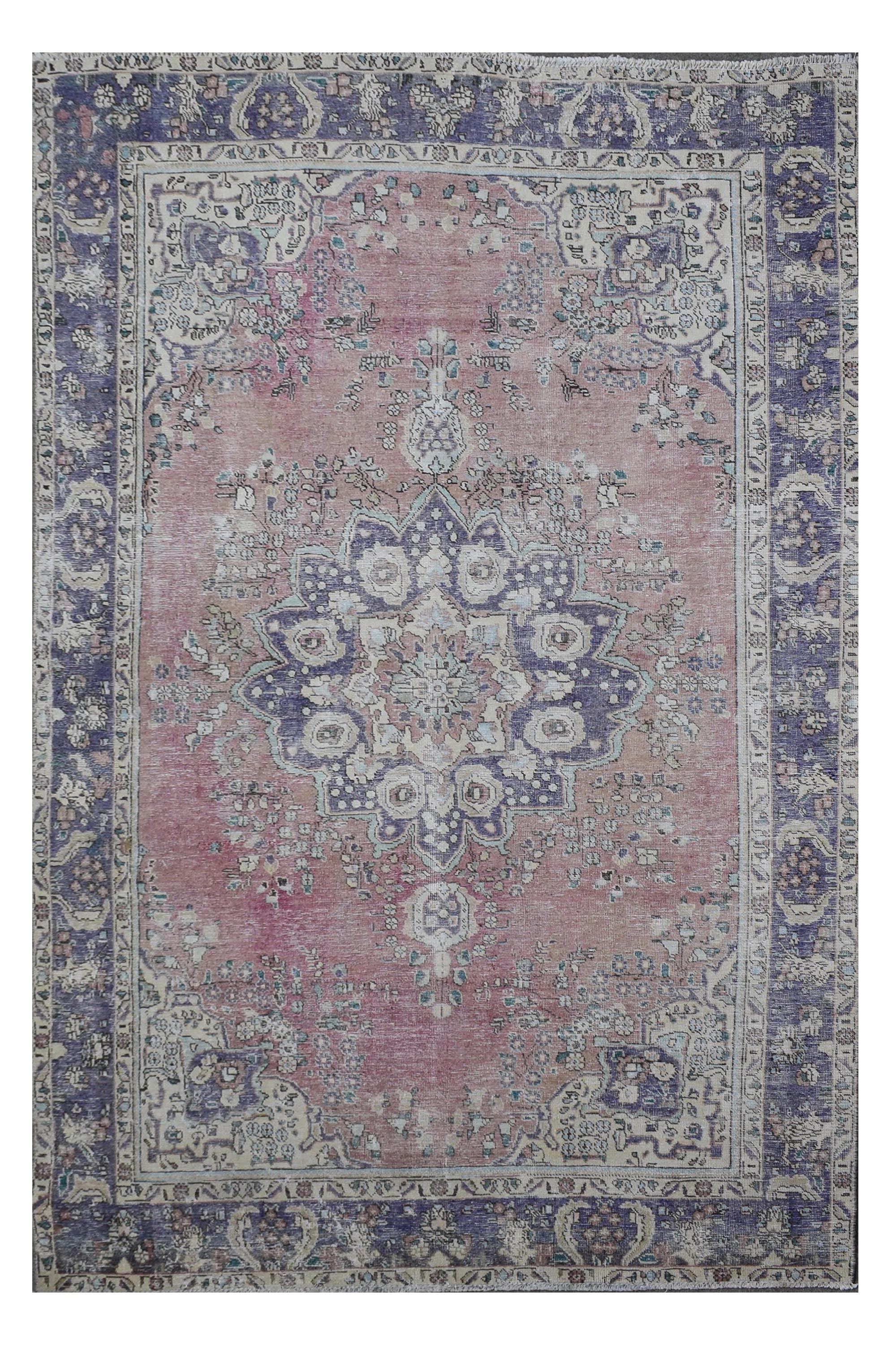 DISTRESSED Hand Knotted Vintage Persian Rug, 197 x 292 cm (Clearance)