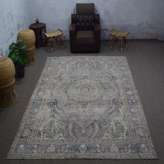 DISTRESSED Hand Knotted Vintage Persian Rug, 236 x 330 cm (Clearance)