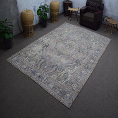 DISTRESSED Hand Knotted Vintage Persian Rug, 236 x 330 cm (Clearance)