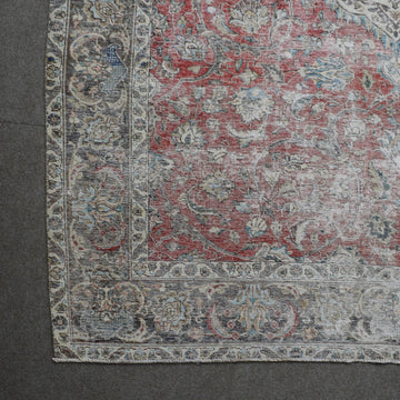 DISTRESSED Hand Knotted Vintage Persian Rug, 253 x 327 cm (Clearance)