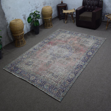 DISTRESSED Hand Knotted Vintage Persian Rug, 203 x 280 cm (Clearance)