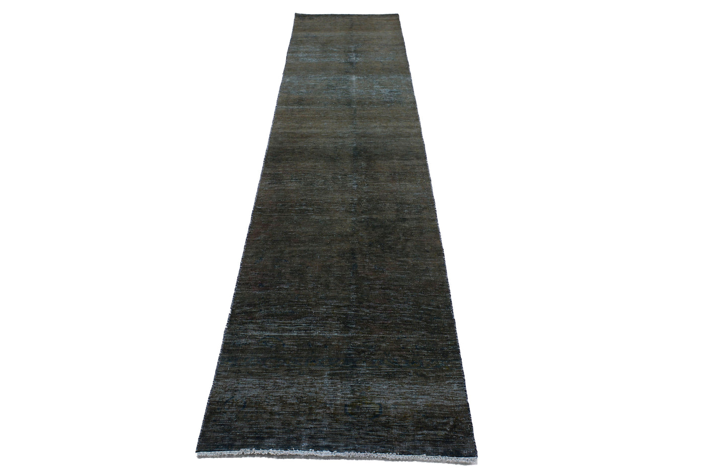 Vintage Overdyed Persian Runner Rug – Charcoal Fade