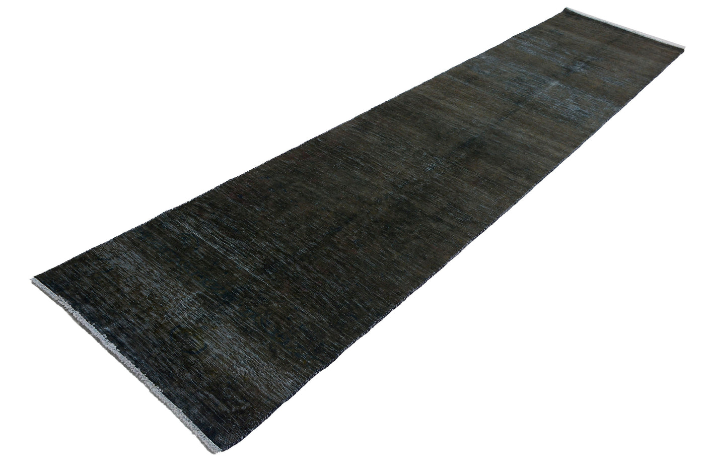 Vintage Overdyed Persian Runner Rug – Charcoal Fade