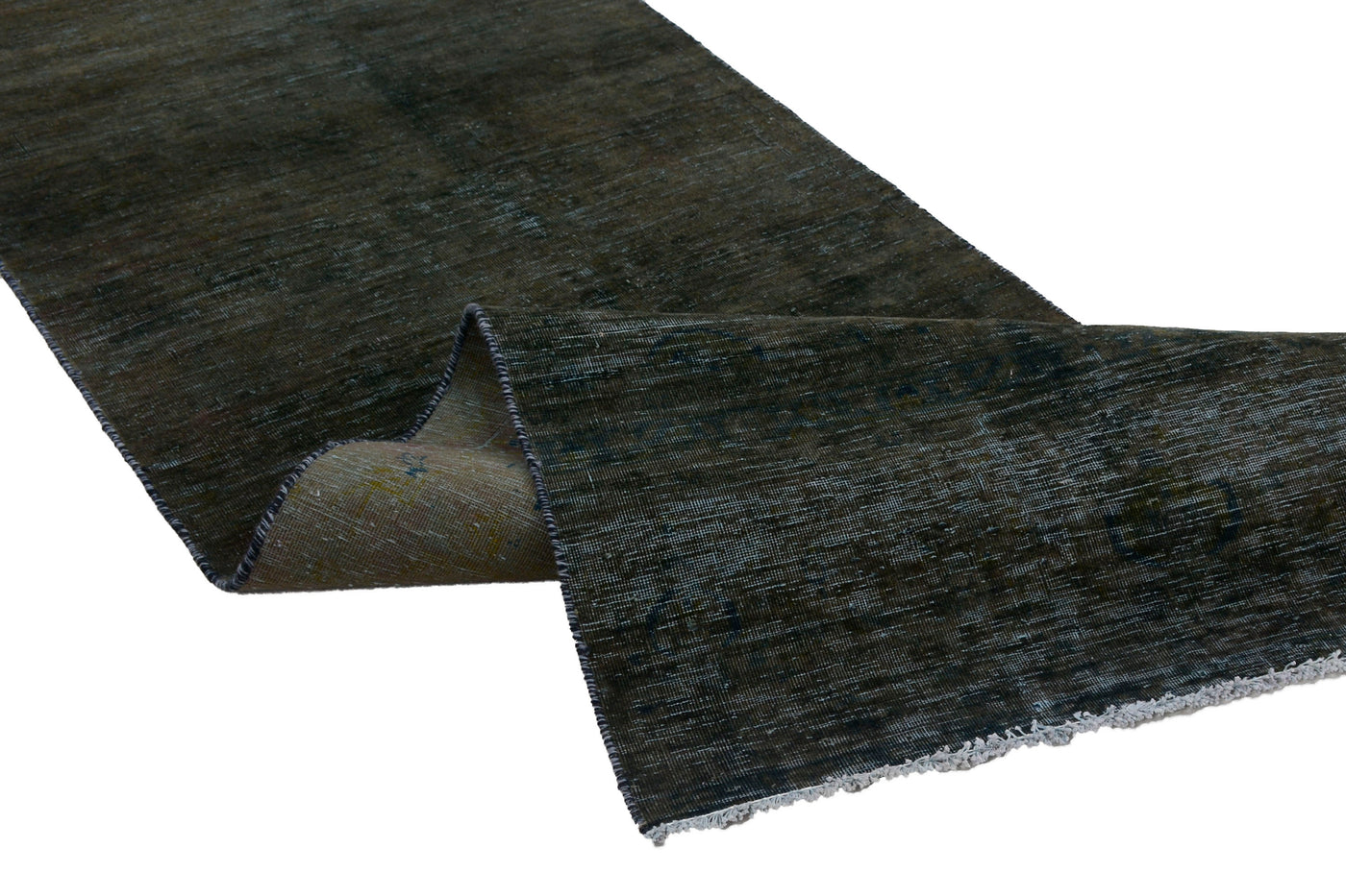 Vintage Overdyed Persian Runner Rug – Charcoal Fade