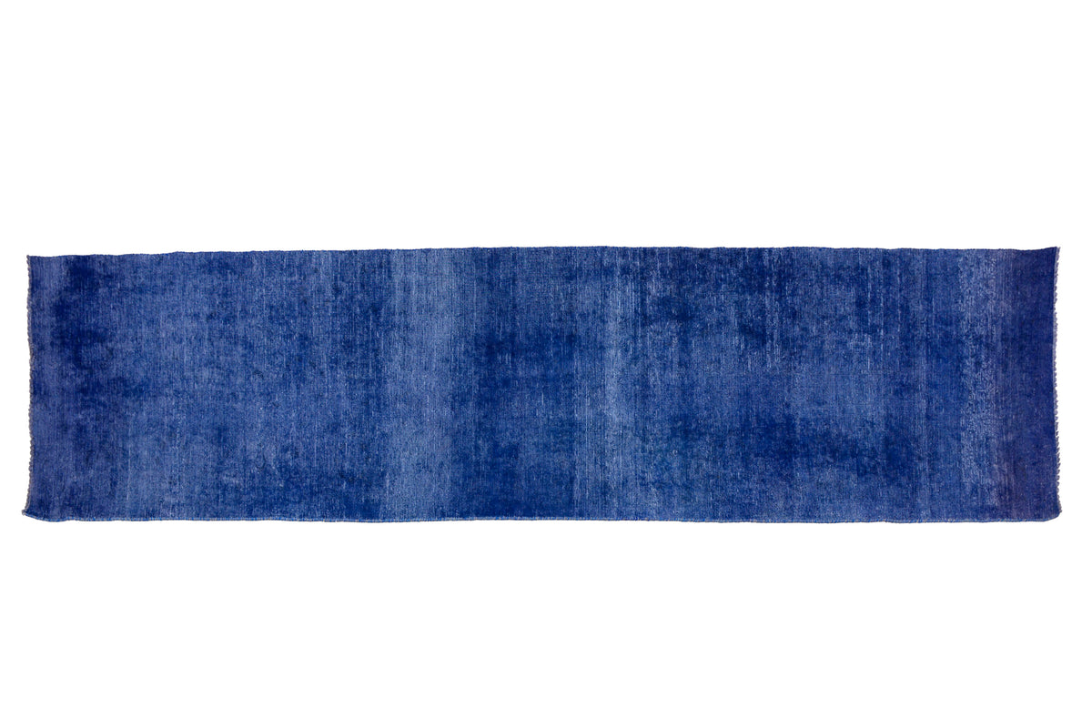 Vintage Overdyed Persian Runner Rug – Indigo Mirage