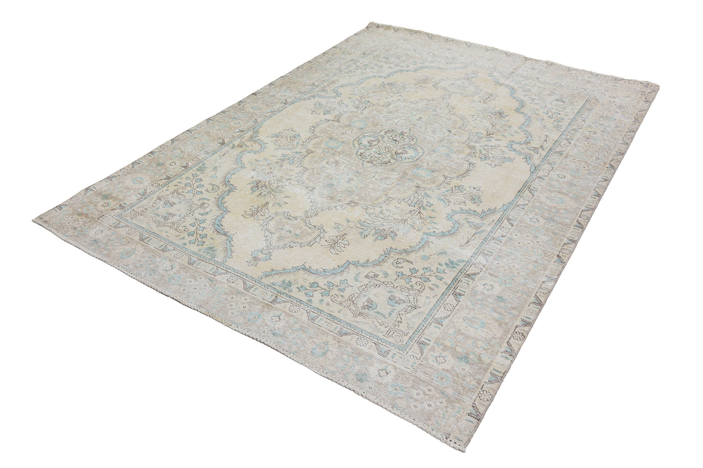 Vintage Stone-Washed Persian Rug – Parchment Echo