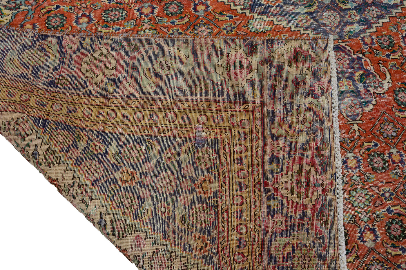 Vintage Distressed Persian Rug – Cerulean Frame