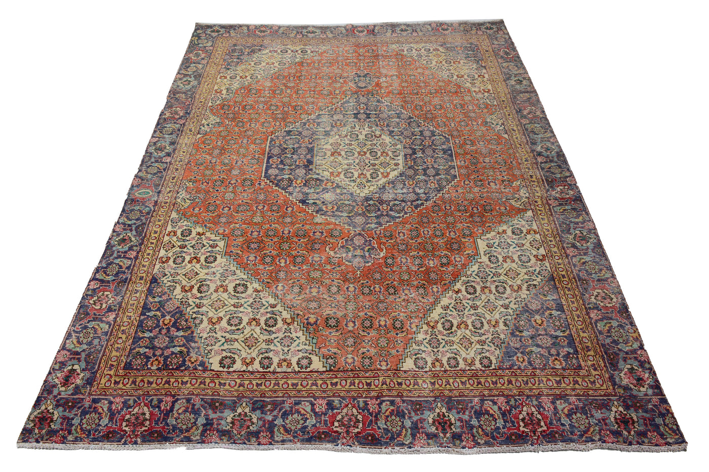 Vintage Distressed Persian Rug – Cerulean Frame