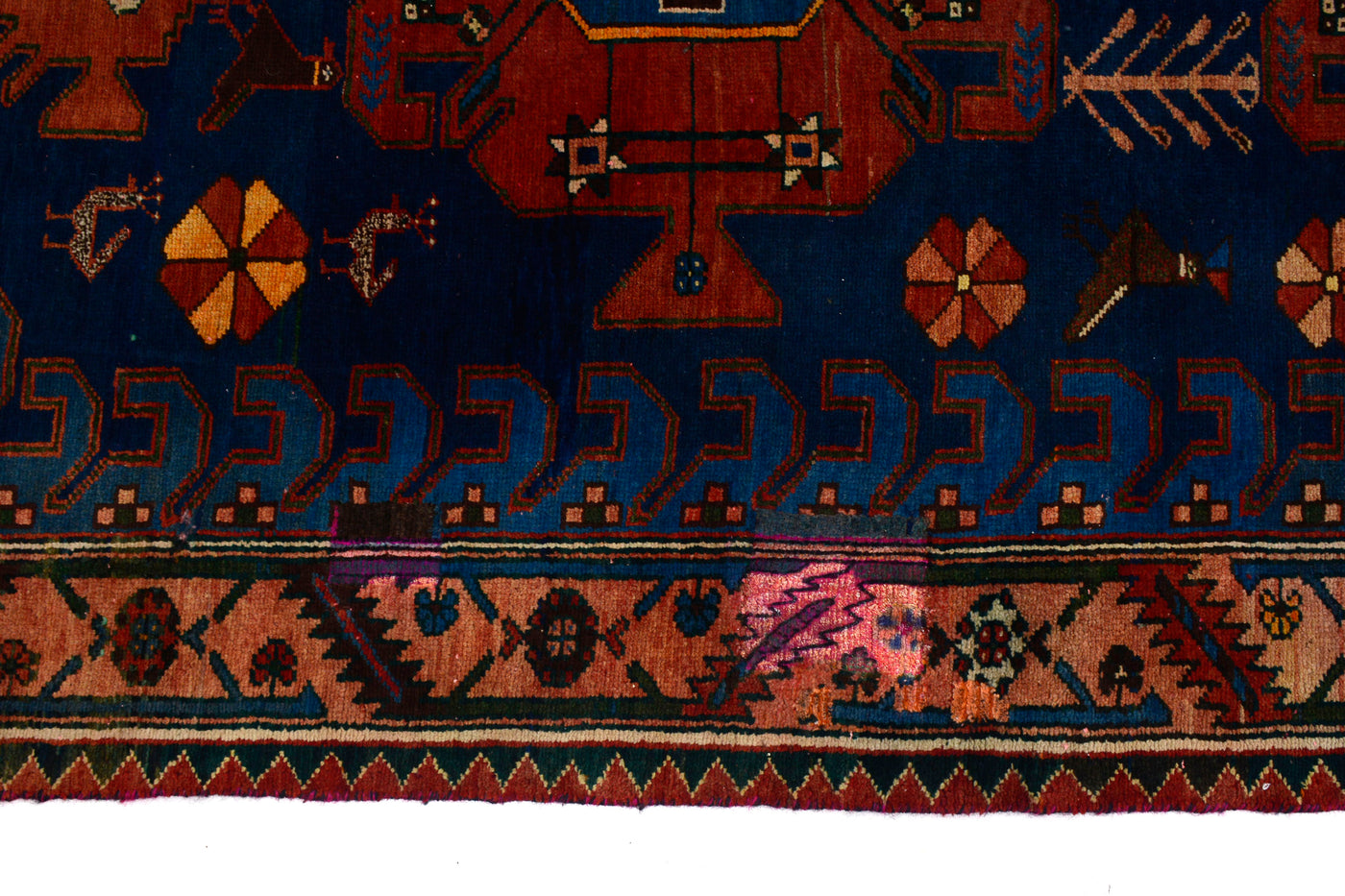 Vintage Shiraz Persian Runner – Azure Triptych