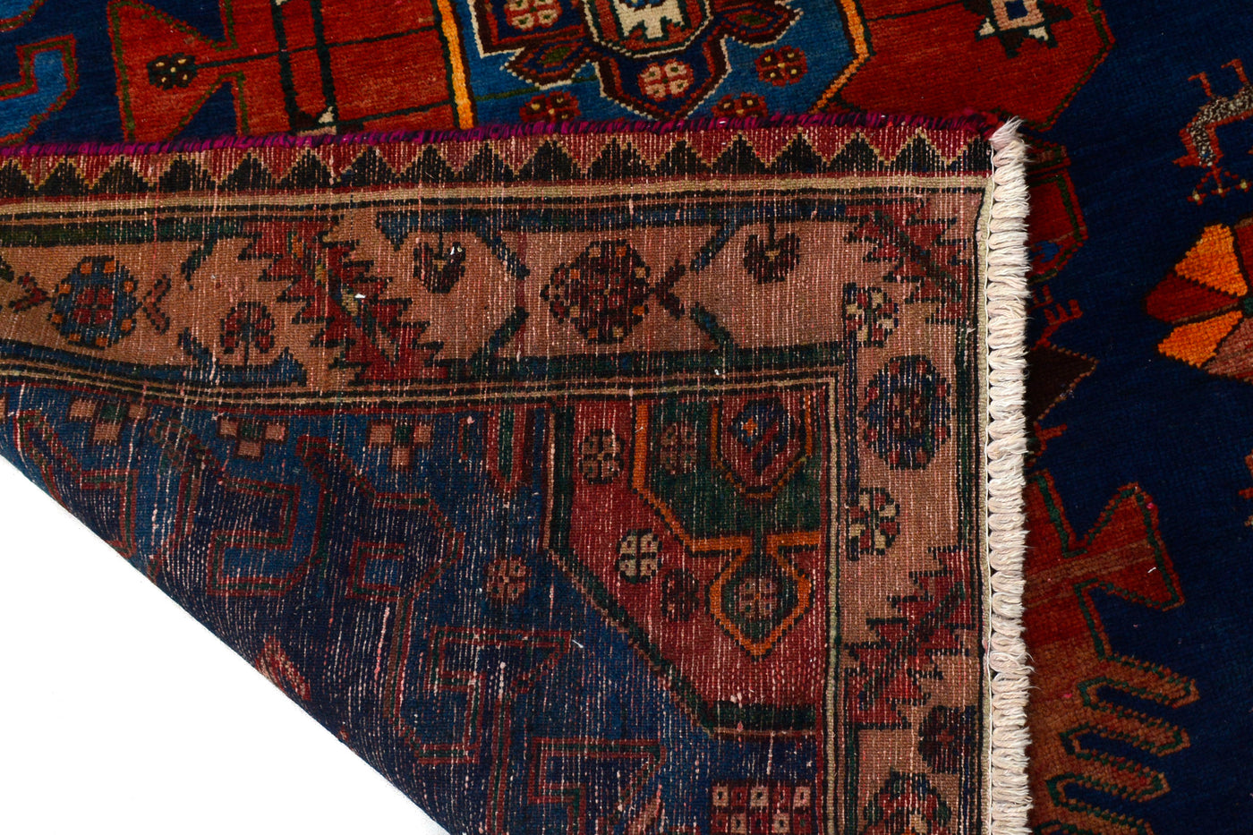 Vintage Shiraz Persian Runner – Azure Triptych