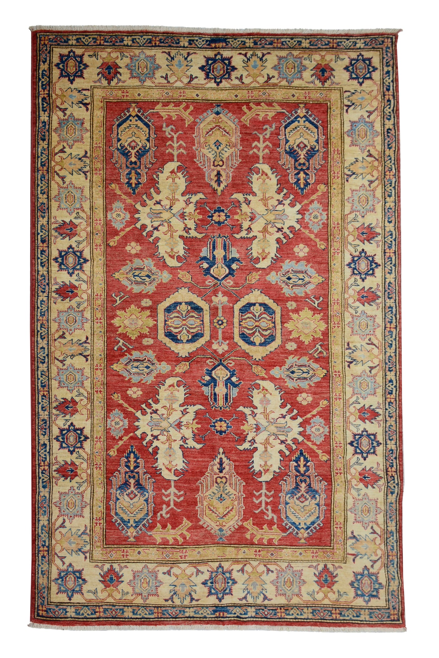 Super Kazak Afghan Rug – Ruby Arabesque