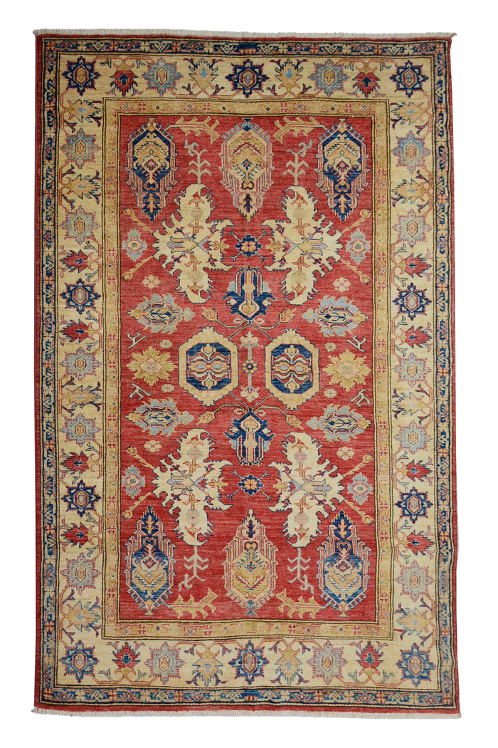 Super Kazak Afghan Rug – Ruby Arabesque