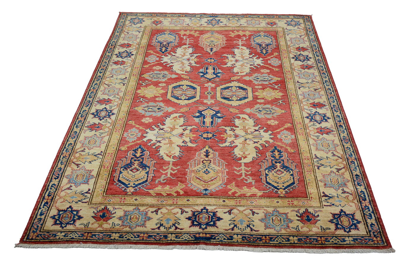 Super Kazak Afghan Rug – Ruby Arabesque