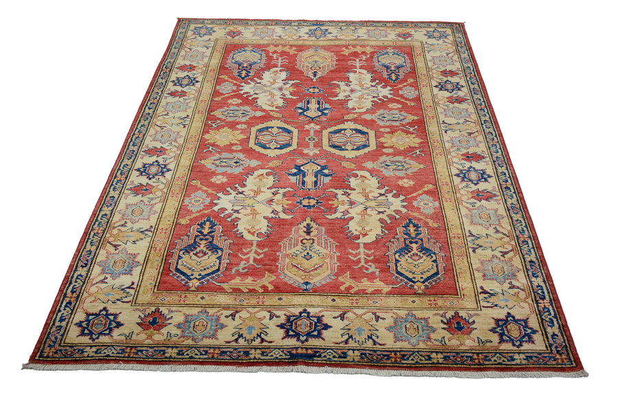 Super Kazak Afghan Rug – Ruby Arabesque