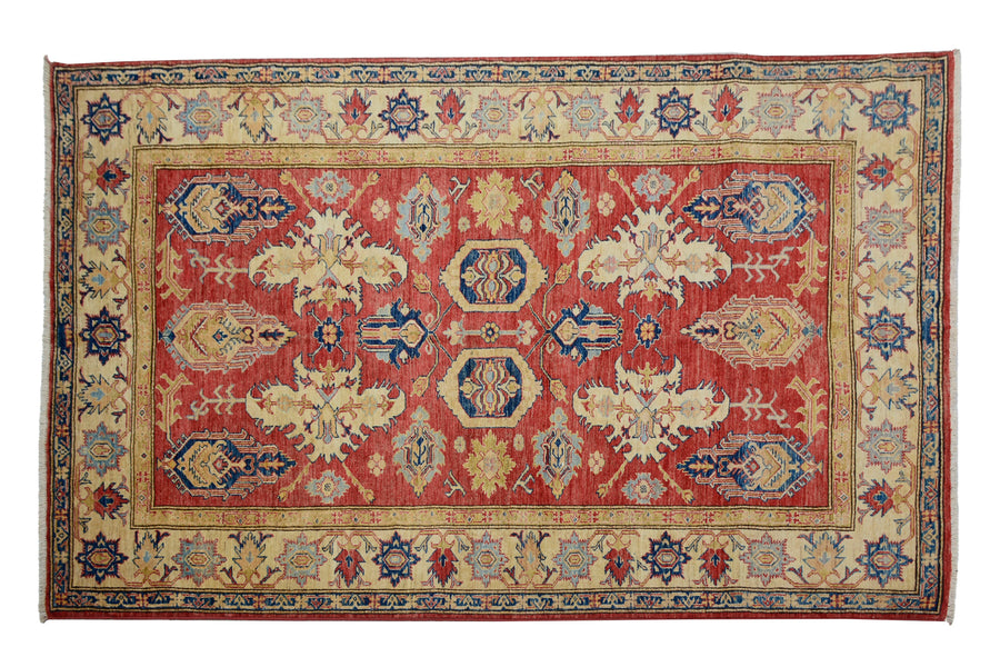 Super Kazak Afghan Rug – Ruby Arabesque