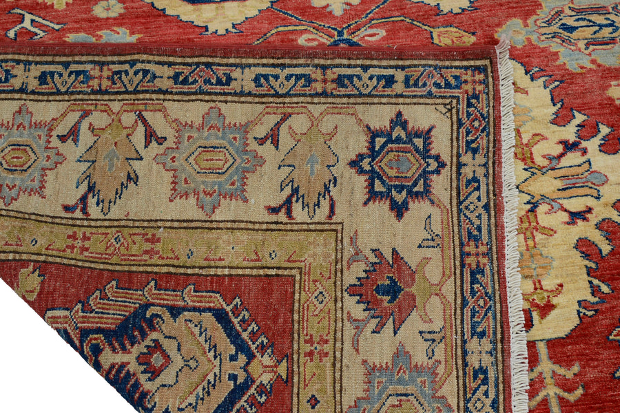 Super Kazak Afghan Rug – Ruby Arabesque