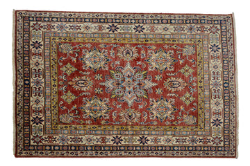 Afghan Super Kazak Rug, 152 x 164 cm (New Arrival)
