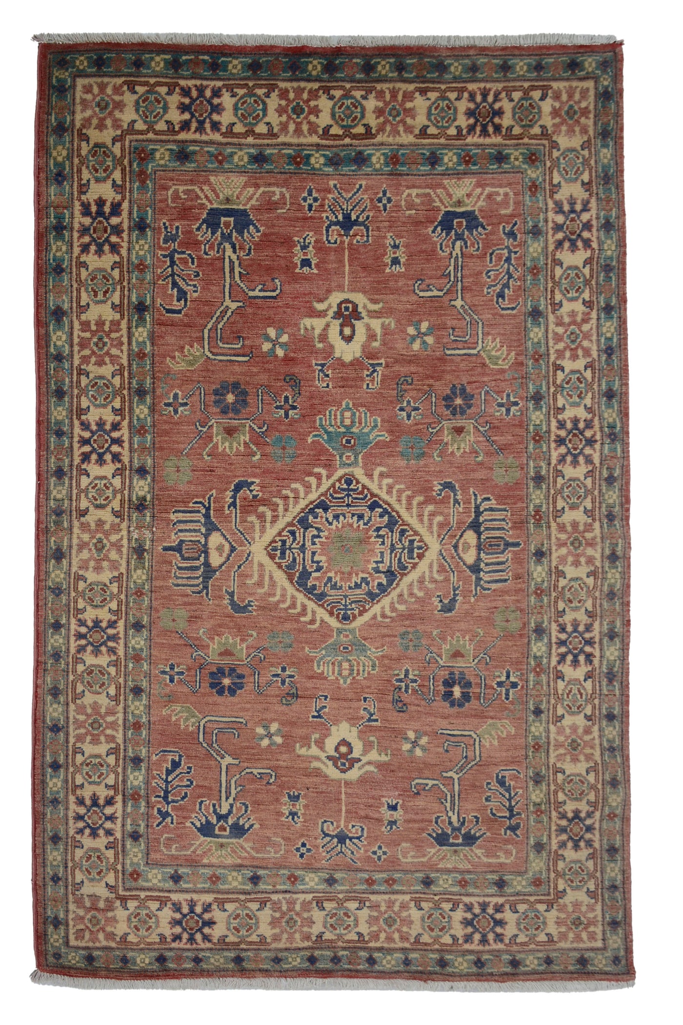 Kazak Afghan Rug – Coral Keystone